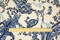 Navy-Blue-White Paisley Vine Printed Poly Slub Momie Crepe Woven Fabric By the Yard